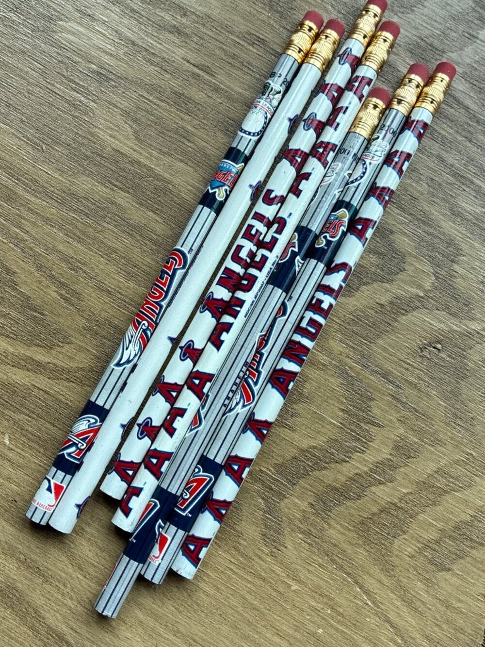 Vintage Anaheim Angels Pencils 7 Total MLB Baseball Retro Unused